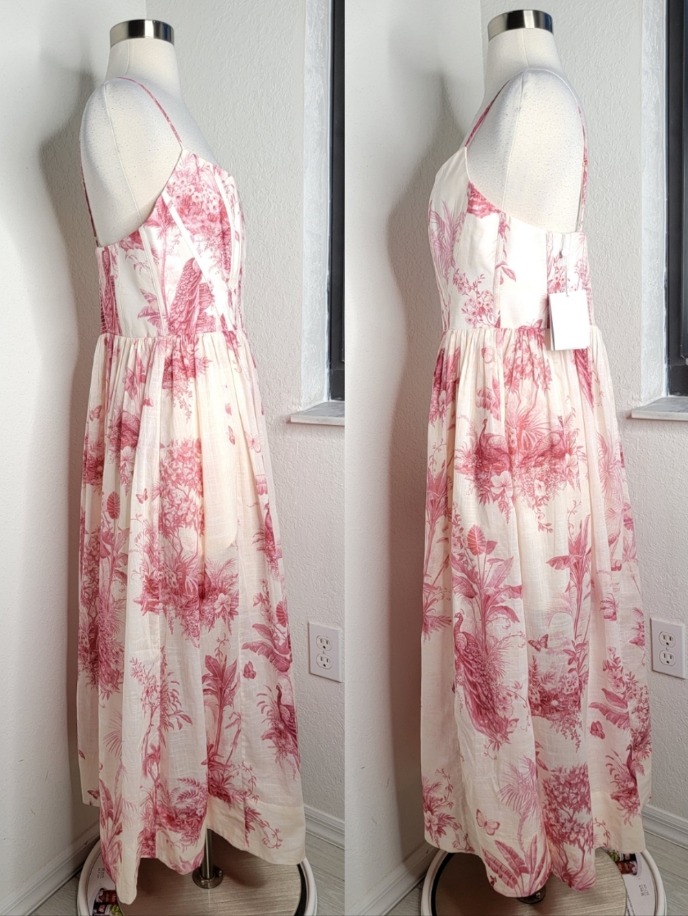 ZIMMERMAN Waverly Corset Midi Dress In Pink Palm NWT AUS 3/US L. - Picture 8 of 14